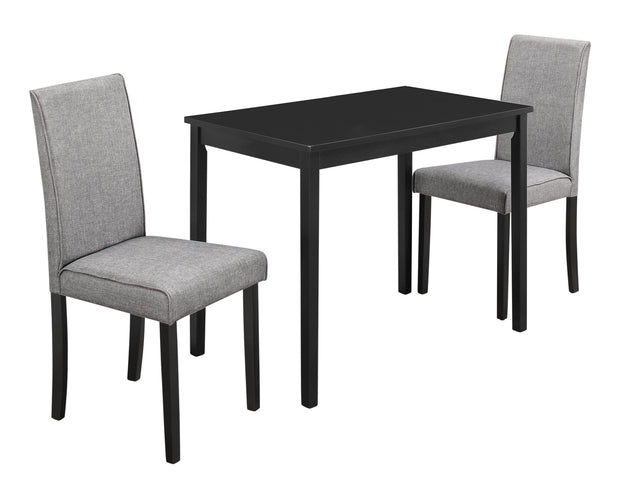I 1016 Dining Set - 3pcs Set / Black / Grey Linen Parson Chairs - Furniture Depot (7881061925112)
