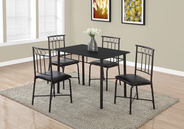 I 1018 Dining Set - 5pcs Set / Black Metal And Top - Furniture Depot (7881061957880)