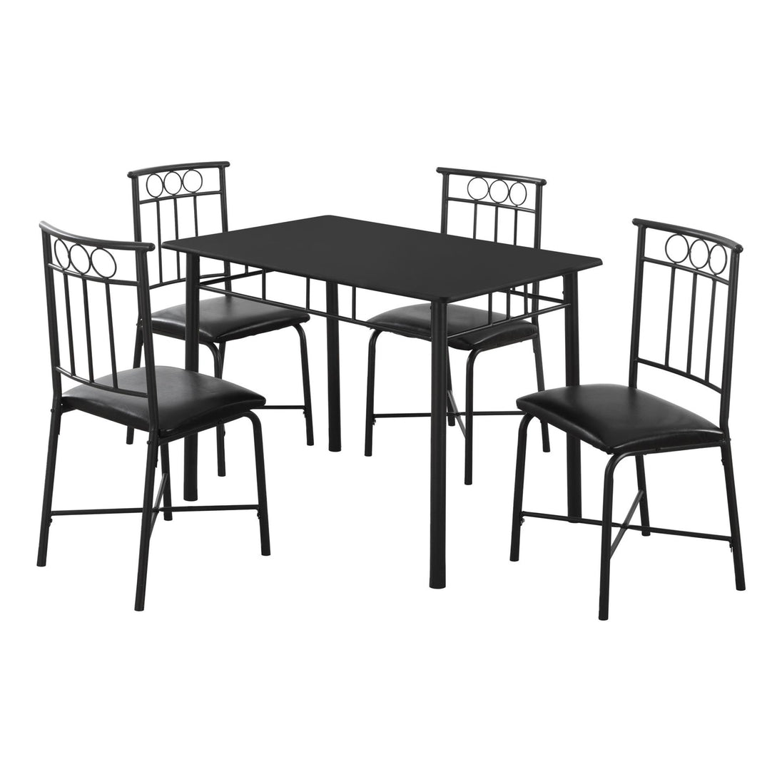 I 1018 Dining Set - 5pcs Set / Black Metal And Top - Furniture Depot (7881061957880)