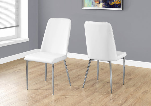I 1033 Dining Chair - 2pcs / 37"H / White Leather-Look / Chrome - Furniture Depot (7881062383864)