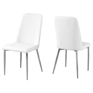 I 1033 Dining Chair - 2pcs / 37"H / White Leather-Look / Chrome - Furniture Depot (7881062383864)