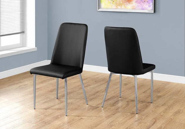 I 1034 Dining Chair - 2pcs / 37"H / Black Leather-Look / Chrome - Furniture Depot (7881062482168)