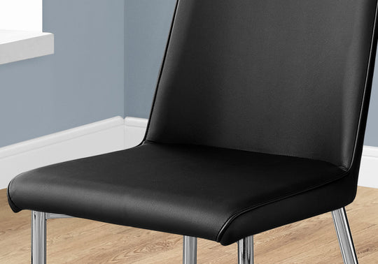 I 1034 Dining Chair - 2pcs / 37"H / Black Leather-Look / Chrome - Furniture Depot (7881062482168)