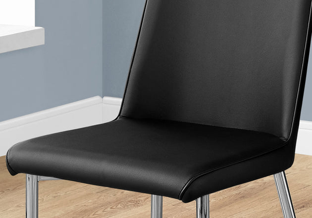 I 1034 Dining Chair - 2pcs / 37"H / Black Leather-Look / Chrome - Furniture Depot (7881062482168)