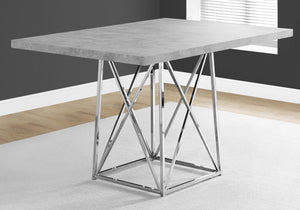 I 1043 Dining Table - 36"X 48" / Grey Cement / Chrome Metal - Furniture Depot
