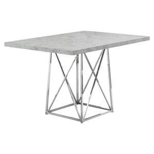 I 1043 Dining Table - 36"X 48" / Grey Cement / Chrome Metal - Furniture Depot