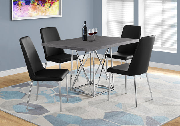 I 1059 Dining Table - 36"X 48" / Grey / Chrome Metal - Furniture Depot