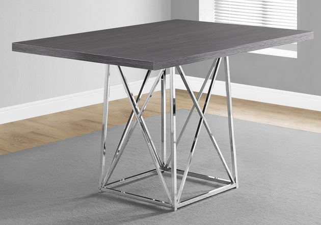 I 1059 Dining Table - 36"X 48" / Grey / Chrome Metal - Furniture Depot