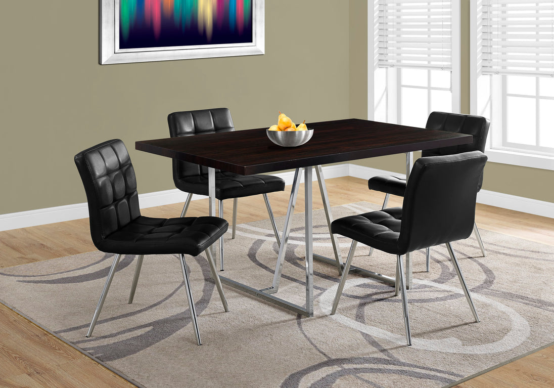 I 1064 Dining Table - 36"X 60" / Espresso / Chrome Metal - Furniture Depot (7881063792888)