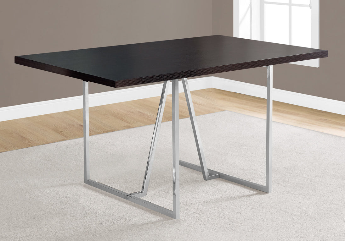 I 1064 Dining Table - 36"X 60" / Espresso / Chrome Metal - Furniture Depot (7881063792888)