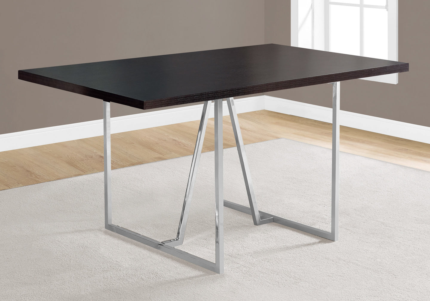 I 1064 Dining Table - 36"X 60" / Espresso / Chrome Metal - Furniture Depot (7881063792888)