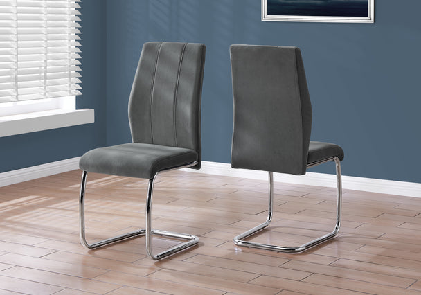 I 1068 Dining Chair - 2pcs / 39"H / Dark Grey Velvet / Chrome - Furniture Depot (7881063989496)