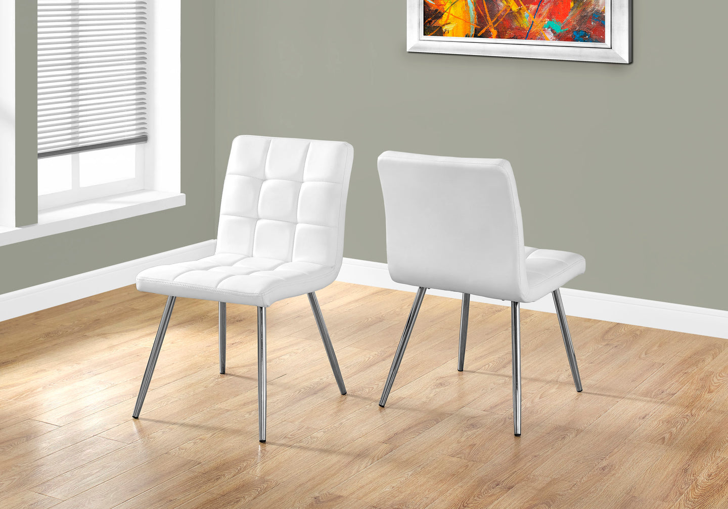I 1071 Dining Chair - 2pcs / 32"H / White Leather-Look / Chrome - Furniture Depot (7881064251640)