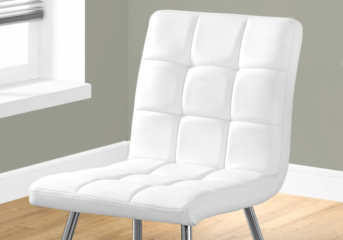 I 1071 Dining Chair - 2pcs / 32"H / White Leather-Look / Chrome - Furniture Depot (7881064251640)