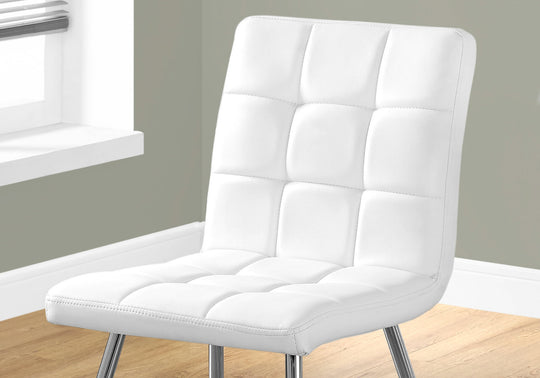 I 1071 Dining Chair - 2pcs / 32"H / White Leather-Look / Chrome - Furniture Depot (7881064251640)