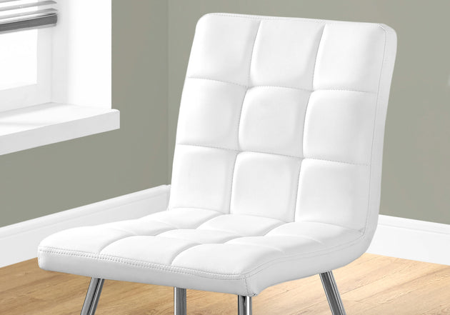 I 1071 Dining Chair - 2pcs / 32"H / White Leather-Look / Chrome - Furniture Depot (7881064251640)