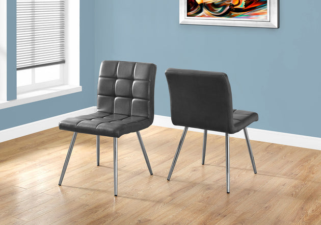 I 1072 Dining Chair - 2pcs / 32"H / Grey Leather-Look / Chrome - Furniture Depot (7881064317176)