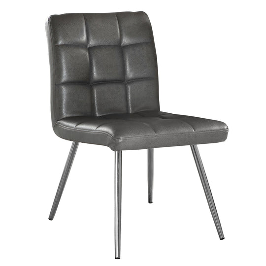 I 1072 Dining Chair - 2pcs / 32"H / Grey Leather-Look / Chrome - Furniture Depot (7881064317176)