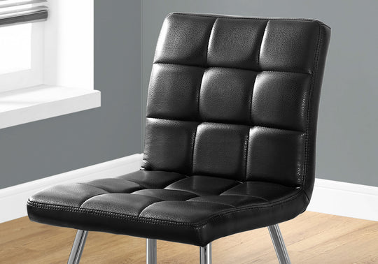 I 1073 Dining Chair - 2pcs / 32"H / Black Leather-Look / Chrome - Furniture Depot