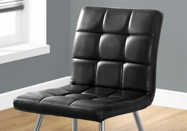 I 1073 Dining Chair - 2pcs / 32"H / Black Leather-Look / Chrome - Furniture Depot