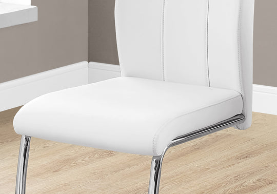I 1075 Dining Chair - 2pcs / 39"H / White Leather-Look / Chrome - Furniture Depot (7881064513784)