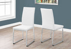 I 1093 Dining Chair - 2pcs / 38"H / White Leather-Look / Chrome - Furniture Depot