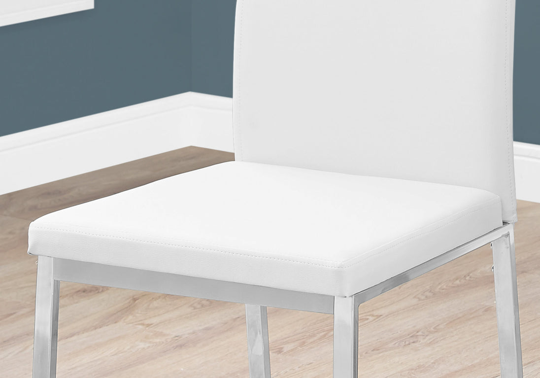 I 1093 Dining Chair - 2pcs / 38"H / White Leather-Look / Chrome - Furniture Depot