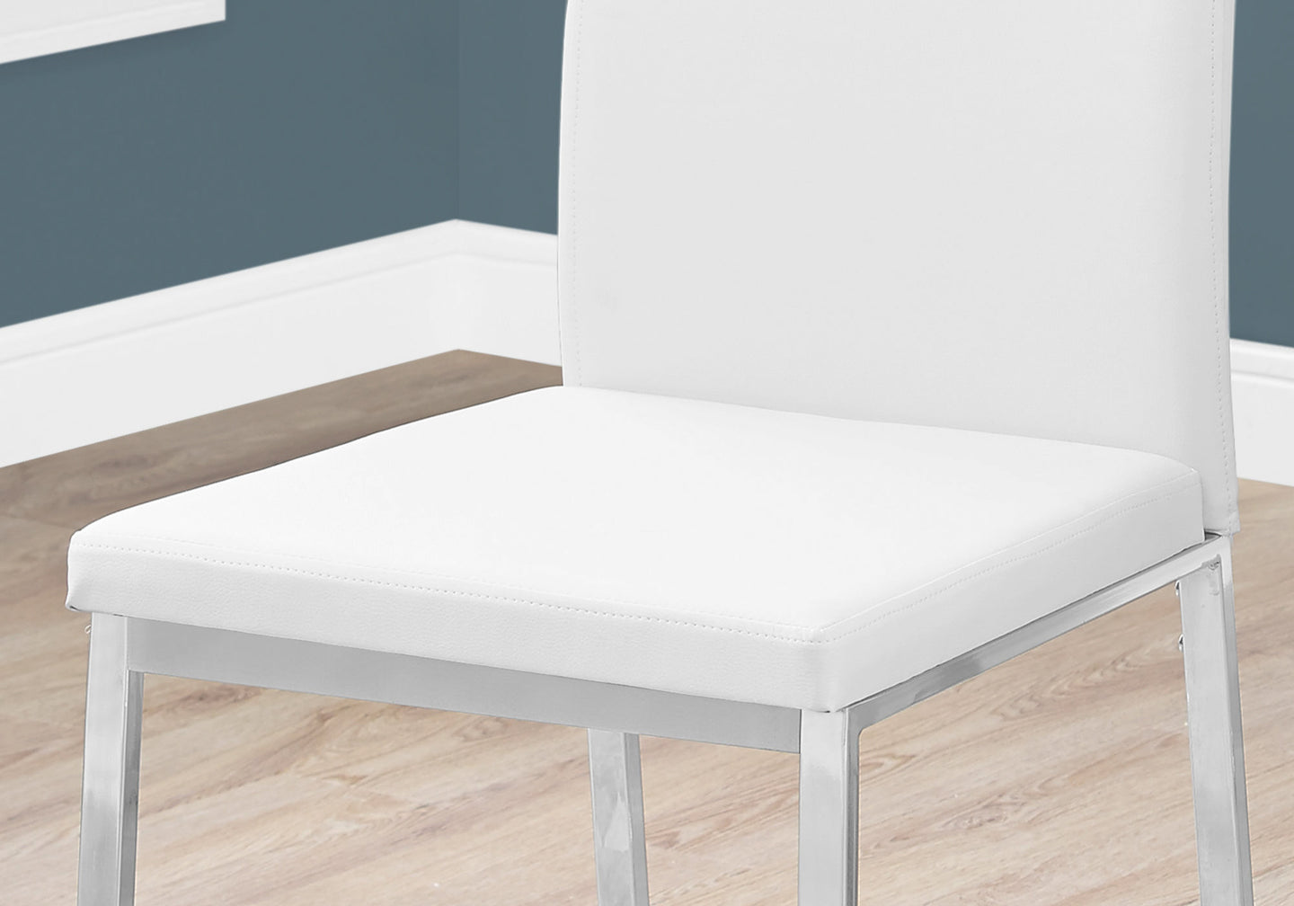I 1093 Dining Chair - 2pcs / 38"H / White Leather-Look / Chrome - Furniture Depot
