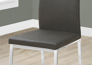 I 1094 Dining Chair - 2pcs / 38"H / Grey Leather-Look / Chrome - Furniture Depot (7881065660664)