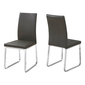 I 1094 Dining Chair - 2pcs / 38"H / Grey Leather-Look / Chrome - Furniture Depot (7881065660664)