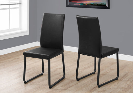 I 1106 Dining Chair - 2pcs / 38"H / Black Leather-Look / Black - Furniture Depot (7881066021112)