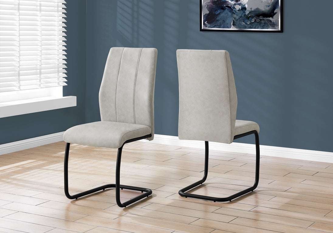 I 1113 Dining Chair - 2pcs / 39"H / Grey Fabric / Black Metal - Furniture Depot (7881066873080)