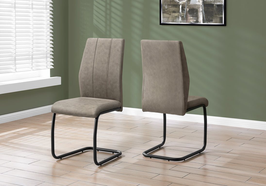 I 1114 Dining Chair - 2pcs / 39"H / Taupe Fabric / Black Metal - Furniture Depot (7881067069688)