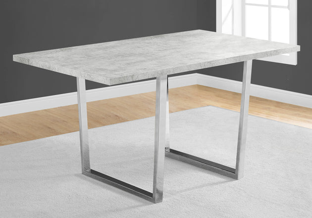 I 1119 Dining Table - 36"X 60" / Grey Cement / Chrome Metal - Furniture Depot (7881067331832)