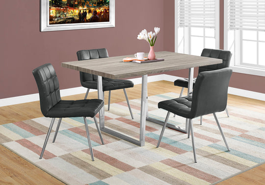 I 1121 Dining Table - 36"X 60" / Dark Taupe / Chrome Metal - Furniture Depot