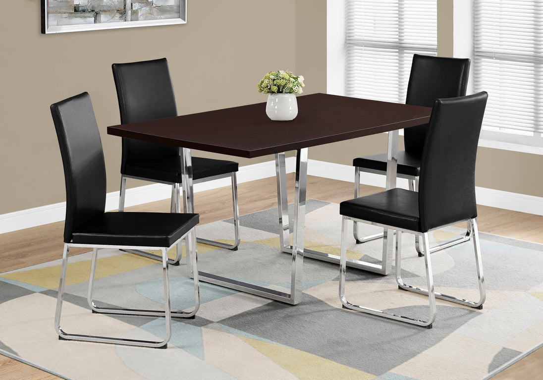 I 1122 Dining Table - 36"X 60" / Espresso / Chrome Metal - Furniture Depot (7881067626744)