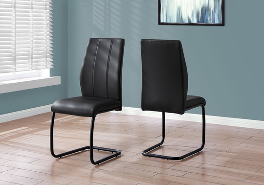 I 1123 Dining Chair - 2pcs / 39"H / Black Leather-Look / Metal - Furniture Depot (7881067823352)