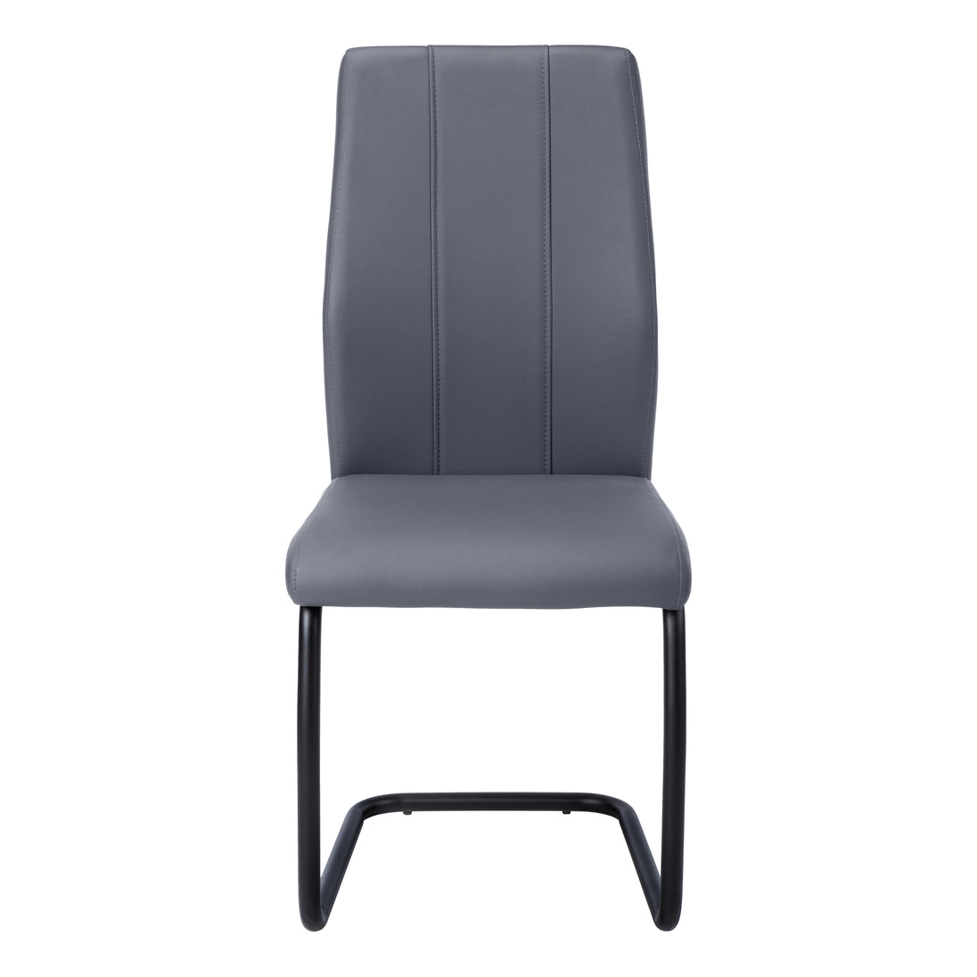 I 1124 Dining Chair - 2pcs / 39"H / Grey Leather-Look / Metal - Furniture Depot (7881068085496)