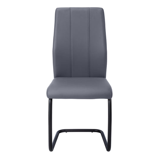 I 1124 Dining Chair - 2pcs / 39"H / Grey Leather-Look / Metal - Furniture Depot (7881068085496)