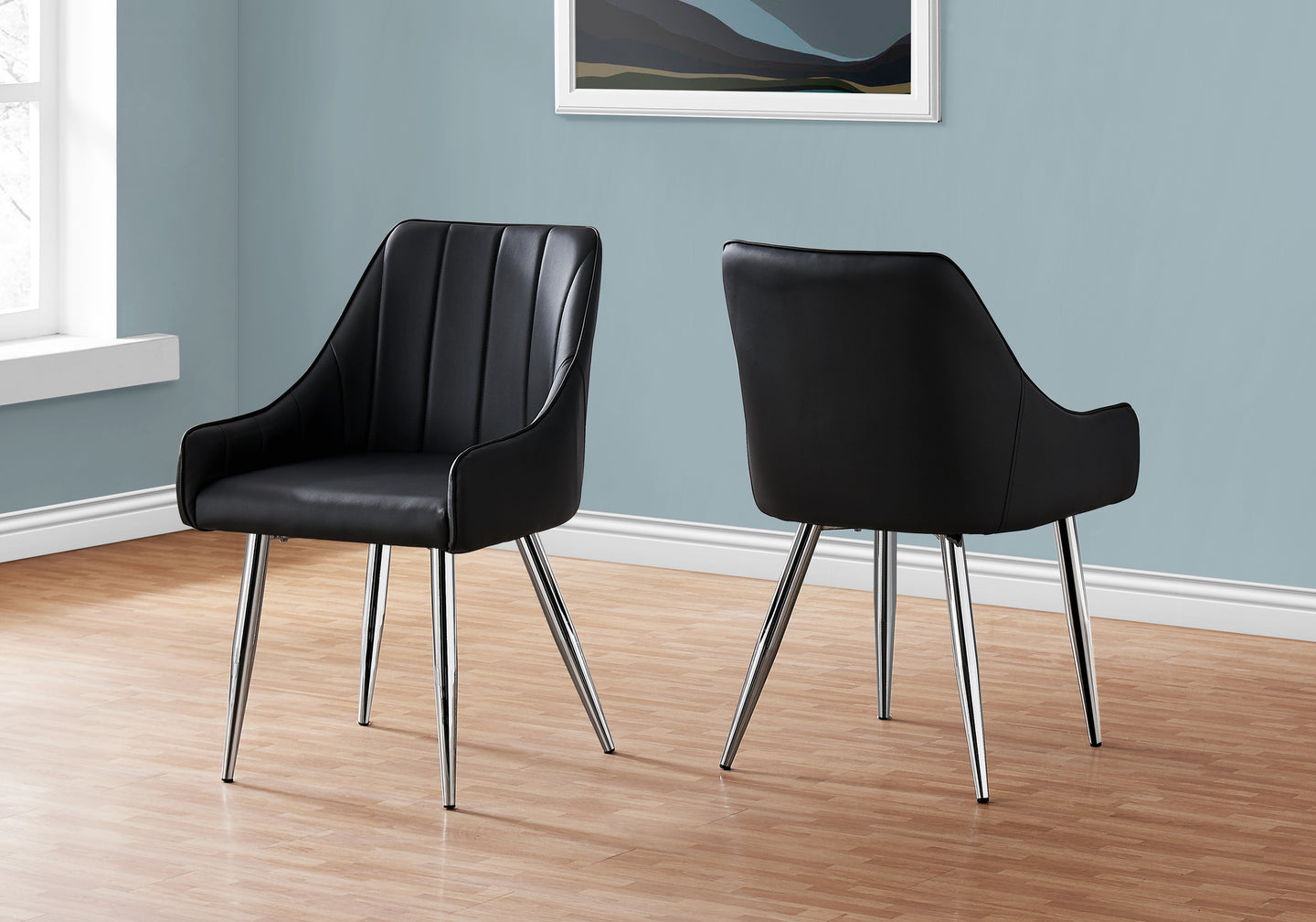 I 1185 Dining Chair - 2pcs / 33"H / Black Leather-Look / Chrome - Furniture Depot (7881069953272)