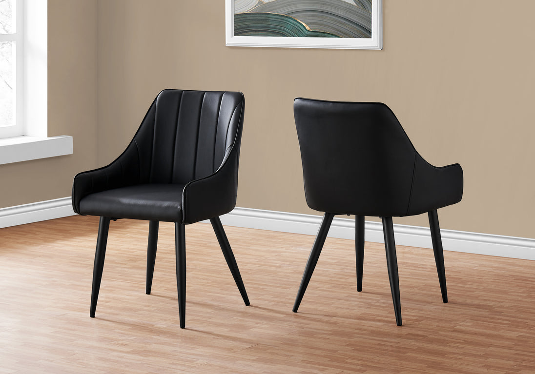 I 1187 Dining Chair - 2pcs / 33"H / Black Leather-Look / Black - Furniture Depot (7881070149880)