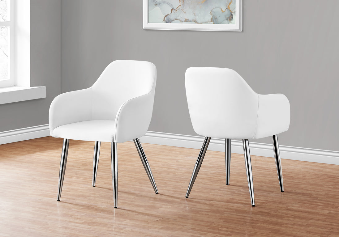 I 1190 Dining Chair - 2pcs / 33"H / White Leather-Look / Chrome - Furniture Depot (7881070477560)