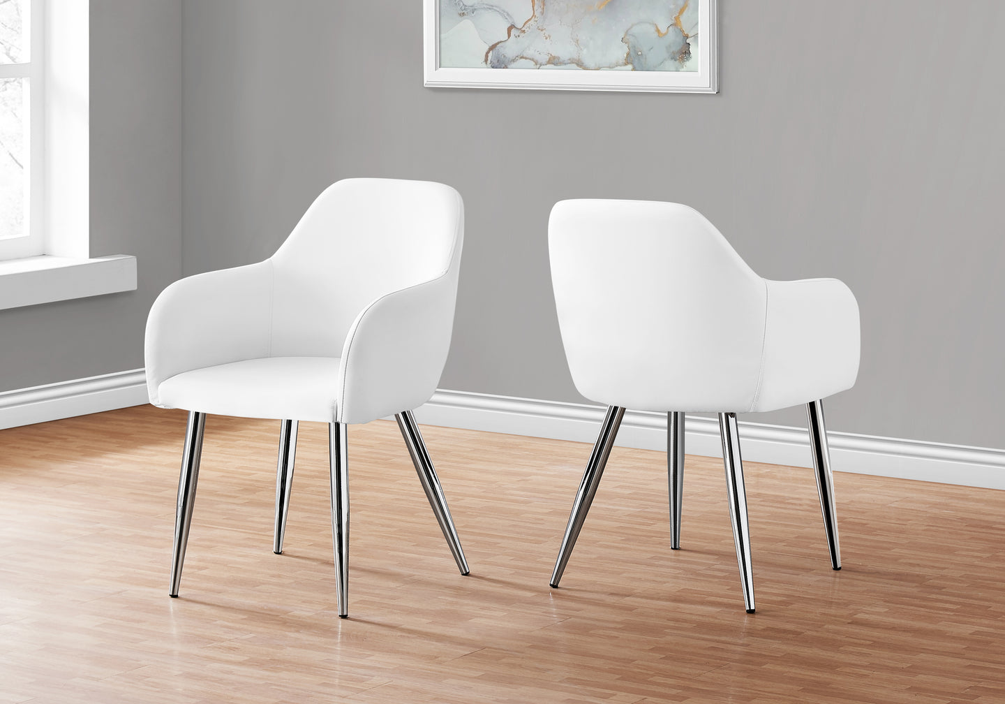 I 1190 Dining Chair - 2pcs / 33"H / White Leather-Look / Chrome - Furniture Depot (7881070477560)