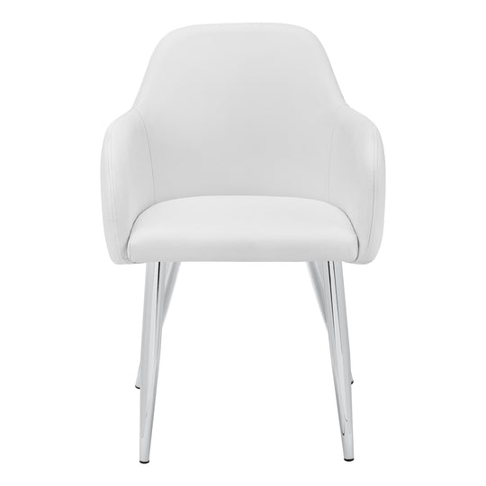 I 1190 Dining Chair - 2pcs / 33"H / White Leather-Look / Chrome - Furniture Depot (7881070477560)