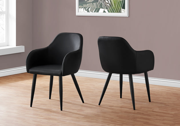 I 1193 Dining Chair - 2pcs / 33"H / Black Leather-Look / Black - Furniture Depot (7881070936312)