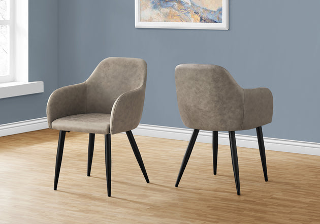 I 1194 Dining Chair - 2pcs / 33"H / Taupe Fabric / Black Metal - Furniture Depot (7881071231224)