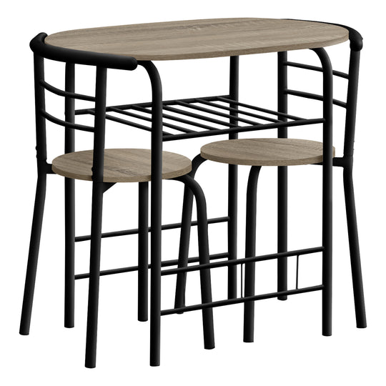 I 1206 Dining Set - 3pcs Set / Dark Taupe Top / Black Metal - Furniture Depot (7881071362296)