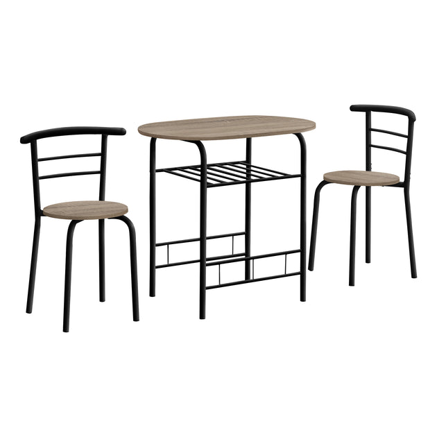 I 1206 Dining Set - 3pcs Set / Dark Taupe Top / Black Metal - Furniture Depot (7881071362296)