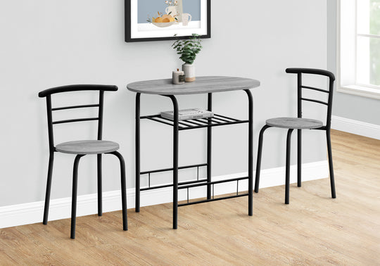 I 1207 Dining Set - 3pcs Set / Grey Top / Black Metal - Furniture Depot (7881071460600)