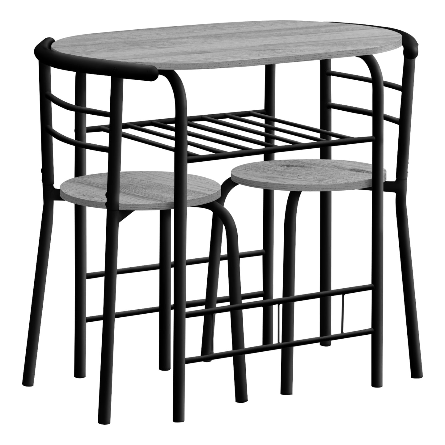 I 1207 Dining Set - 3pcs Set / Grey Top / Black Metal - Furniture Depot (7881071460600)